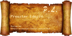 Preszter László névjegykártya
