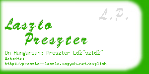 laszlo preszter business card